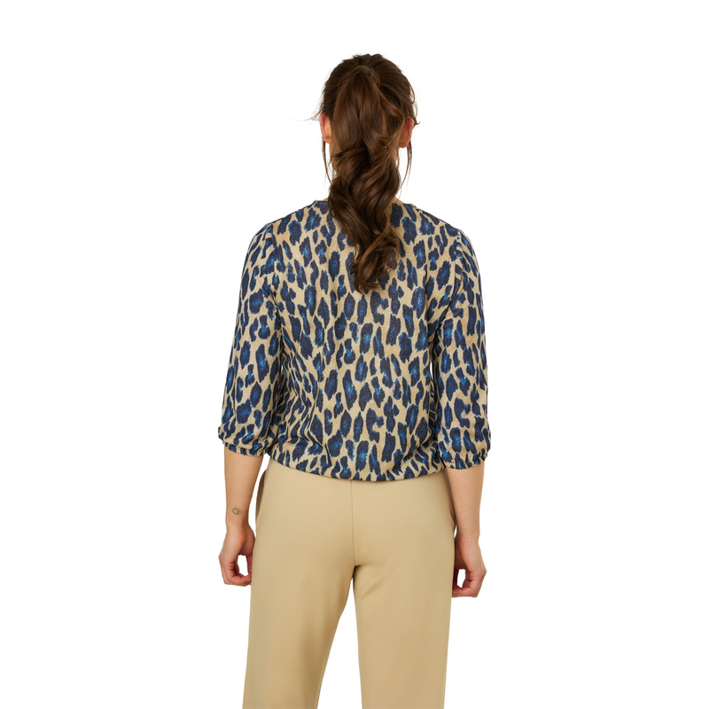 Dames Top 25003 top panterprint jersey lurex Sanne BLAUW DESSIN