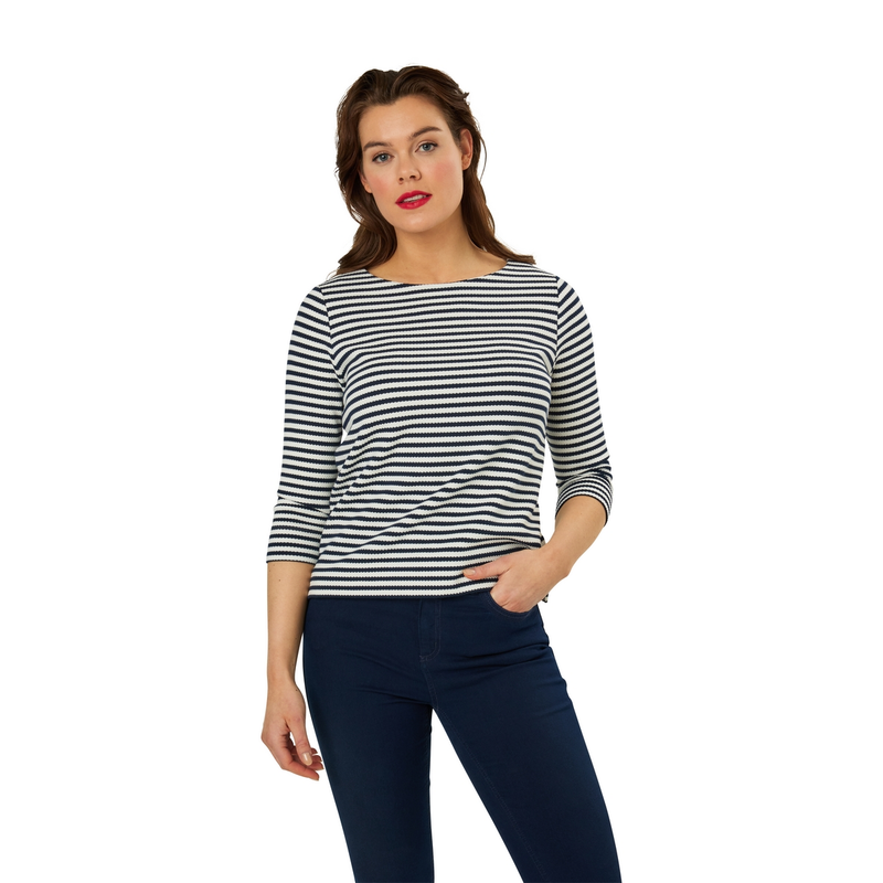Dames Top 25021 top ls stripe structure Sanne NAVY