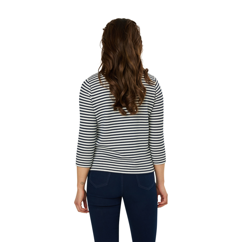 Dames Top 25021 top ls stripe structure Sanne NAVY