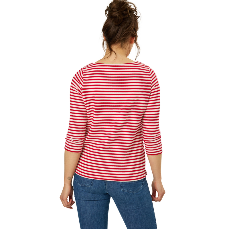 Dames Top 25021 top ls stripe structure Sanne ROOD