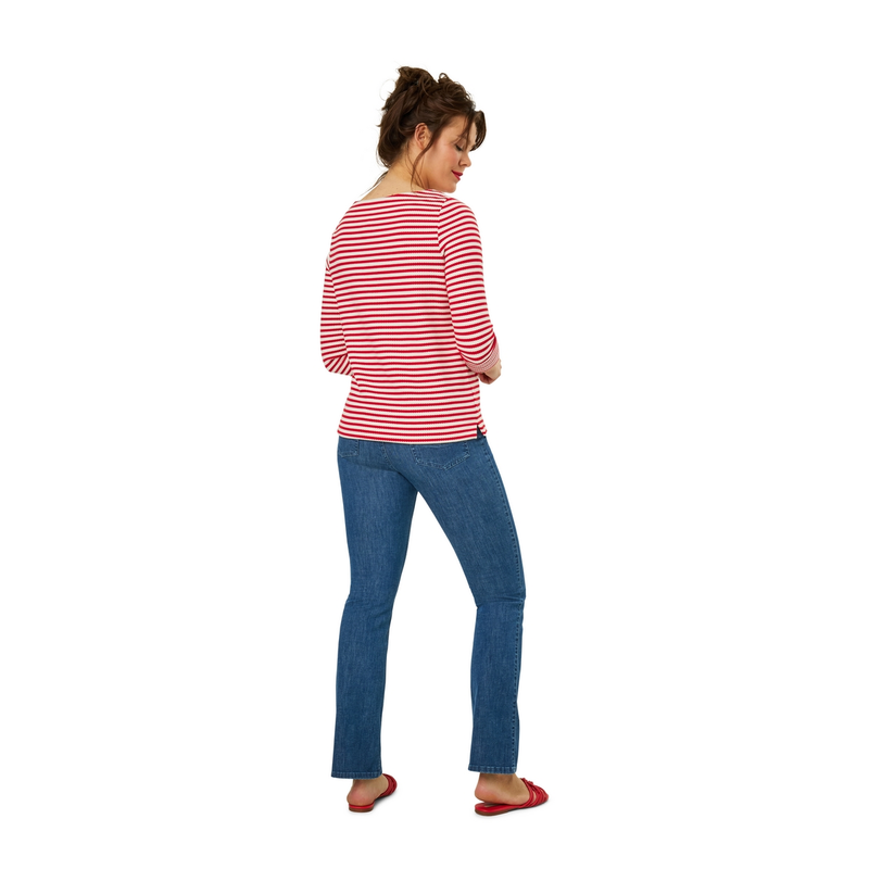 Dames Top 25021 top ls stripe structure Sanne ROOD