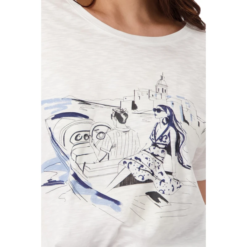 Dames Top 409686 Monari BLAUW DESSIN