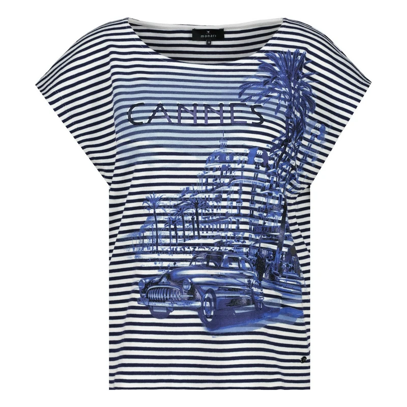 Dames Top 410022 Monari BLAUW DESSIN