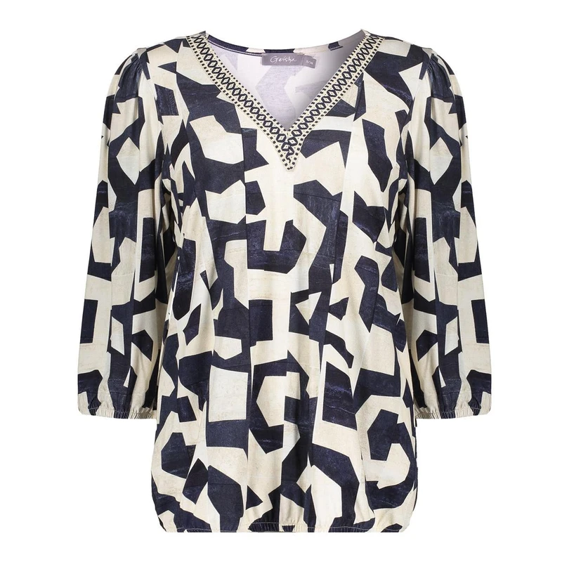 Dames Top 52174-20 Geisha BLAUW DESSIN