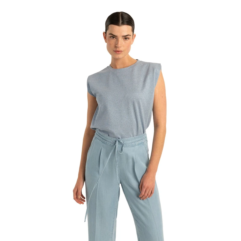 Dames Top EX24-13055 Expresso BLEU
