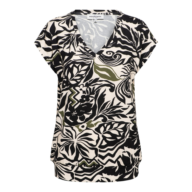 Dames Top LUCIA LEAF &CO Woman ZWART DESSIN