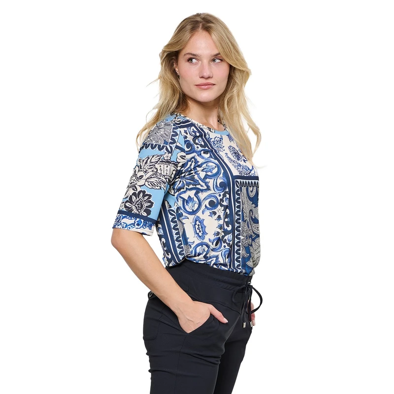 Dames Top LUCILLE PAISLEY PATCHW &CO Woman BLAUW DESSIN
