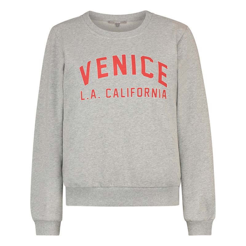 Dames Trui 25006 sweat chestprint Sanne GRIJS MELEE