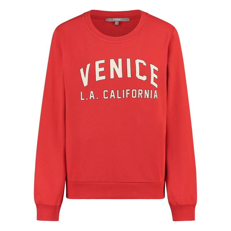 Dames Trui 25006 sweat chestprint Sanne ROOD