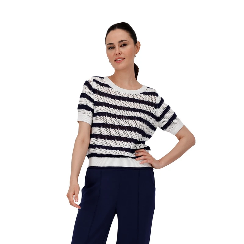 Dames Trui 410016 Monari BLAUW DESSIN
