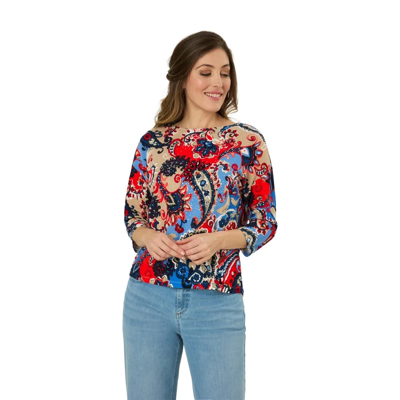 Dames Trui Rosia ottoman printed paisley Gardeur Collectie BLAUW DESSIN