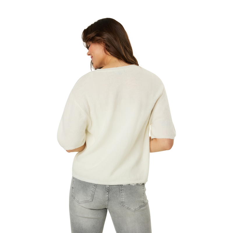 Dames Trui STRS-10 Pull V-hals km Ivy & You OFF-WHITE