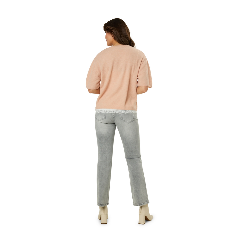Dames Trui STRS-10 Pull V-hals km Ivy & You NUDE