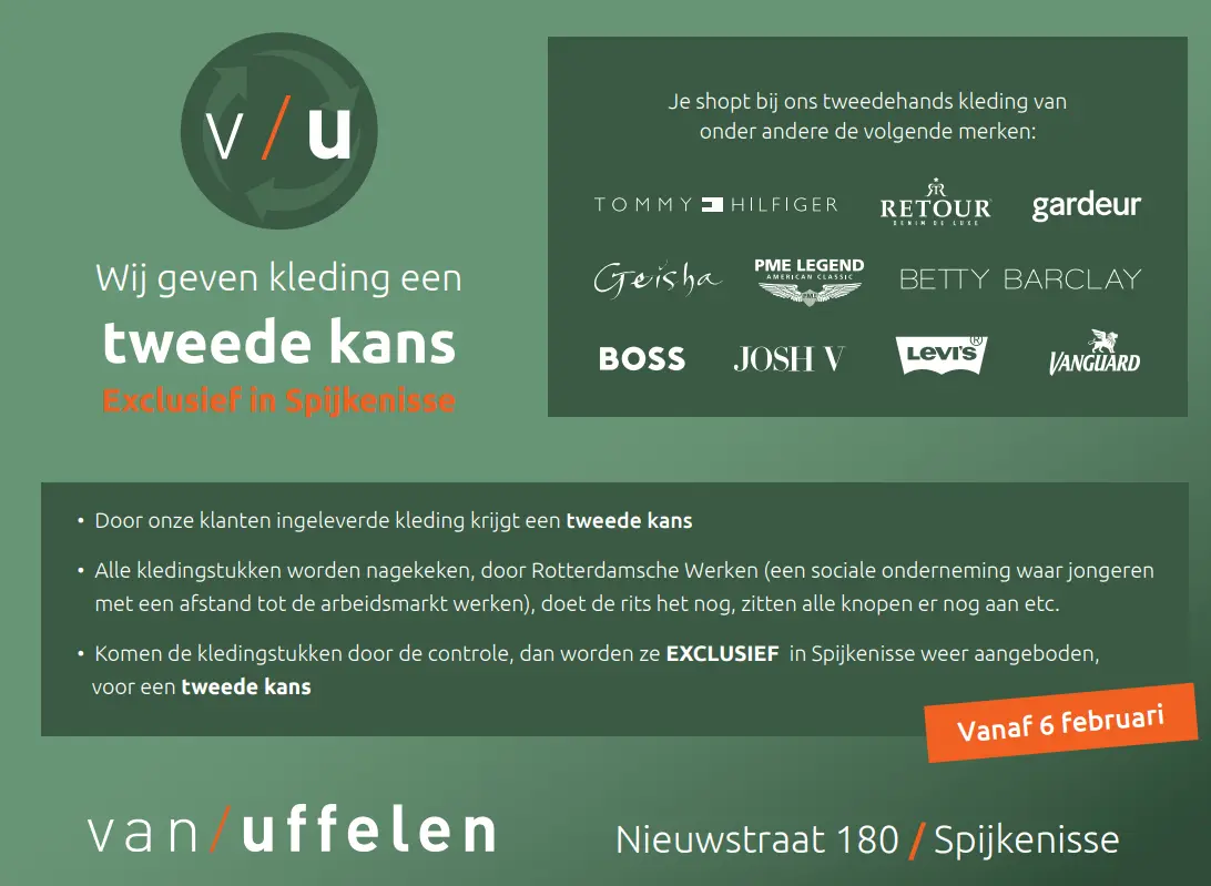 Afbeelding met inhoudelijke informatie over de tweede kans actie bij Van Uffelen Mode Spijkenisse