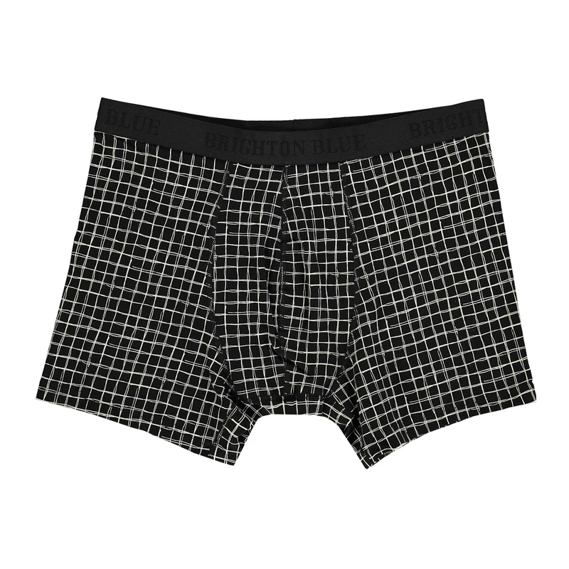 Heren Boxershort Boxershort check 2 Brighton Blue ZWART DESSIN