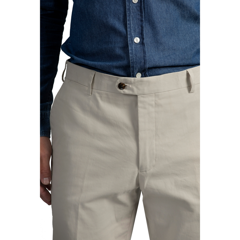 Heren Chino Bruno Cotton Stretch Beige Laurent Vergne BEIGE