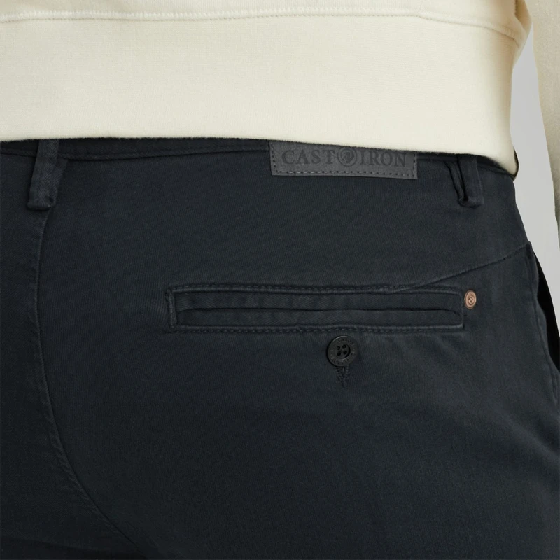 Heren Chino SLUB STRETCH Cast Iron INDIGO BLUE