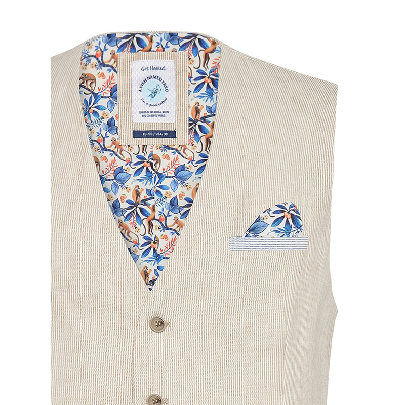 Heren Gilet 31.132.205 beige A fish named fred BEIGE