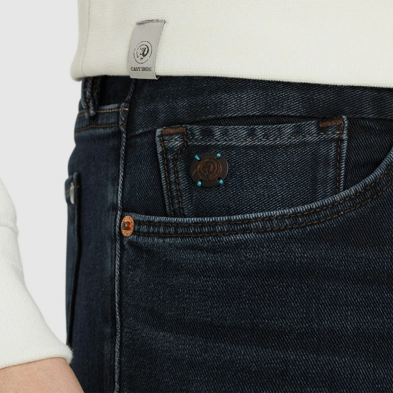 Heren Jeans RISER SLIM Cast Iron LIGHT BLUE DENIM