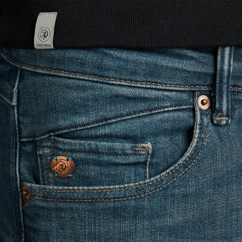 Heren Jeans SHIFTBACK REGULAR TAPERED NEW BLUE Cast Iron MID BLUE DENIM