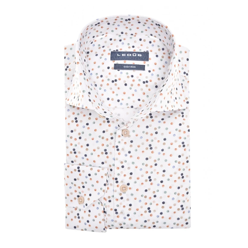 Heren Overhemd 0142430 Ledub WIT DESSIN