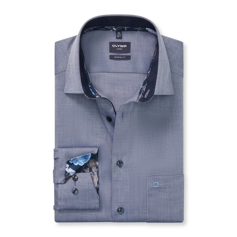 Heren Overhemd 124084 Olymp BLAUW MELE