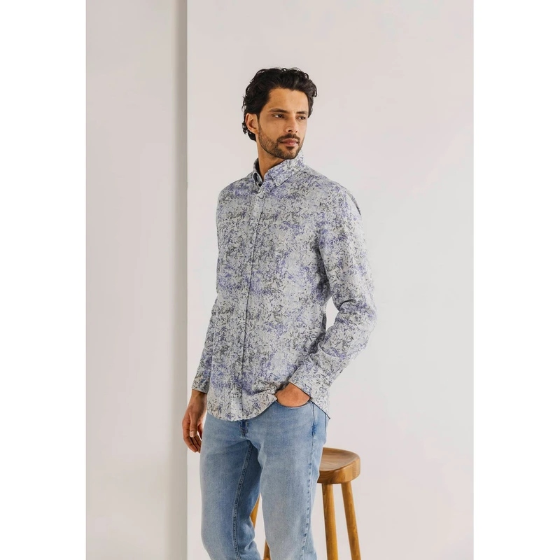 Heren Overhemd 21415314 State of Art MIDDEN BLAUW
