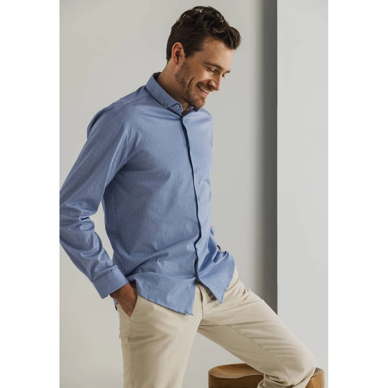 Heren Overhemd 21415380 State of Art BLAUW DESSIN