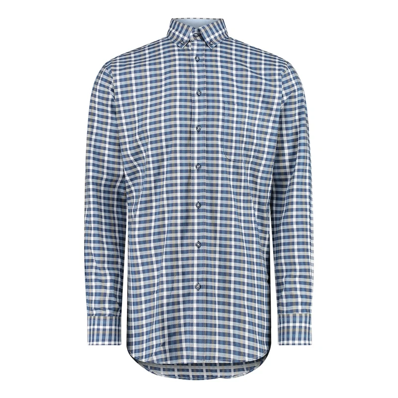 Heren Overhemd 327670-65 Brighton Blue BLAUW DESSIN