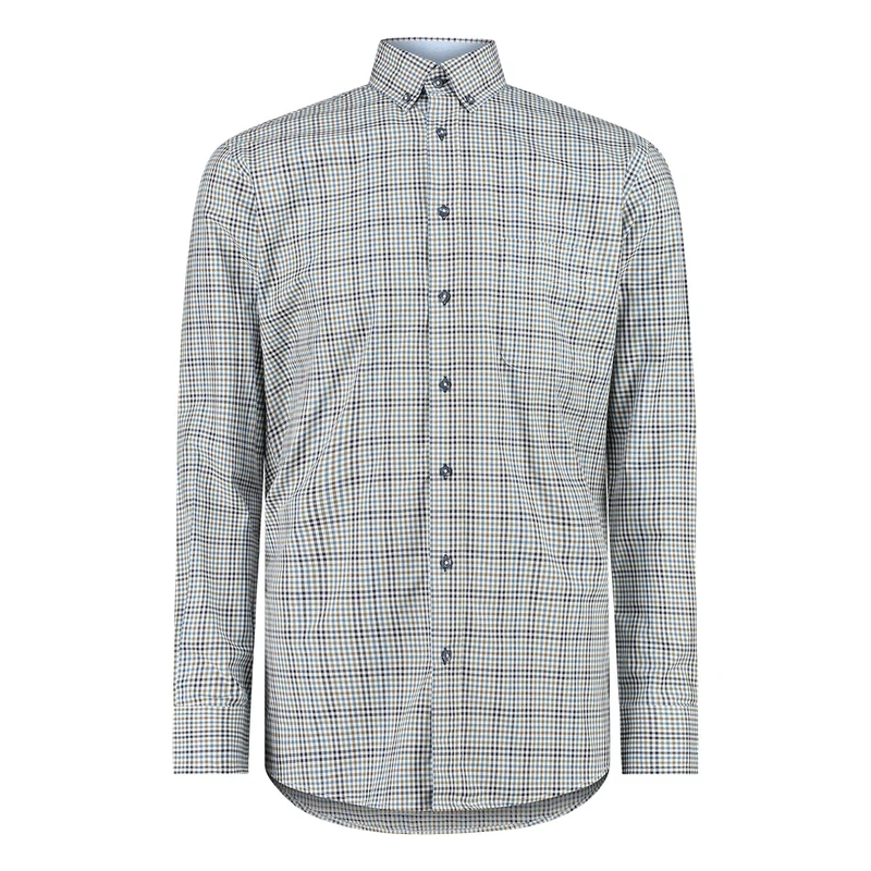 Heren Overhemd 327670-67 Brighton Blue GROEN DESSIN