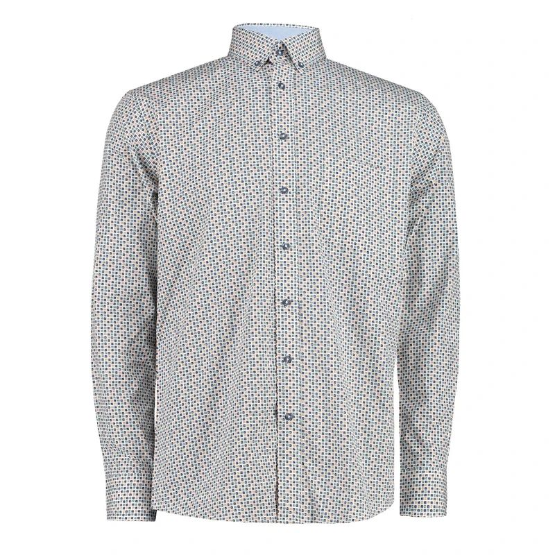 Heren Overhemd 327670-728 Brighton Blue GROEN DESSIN