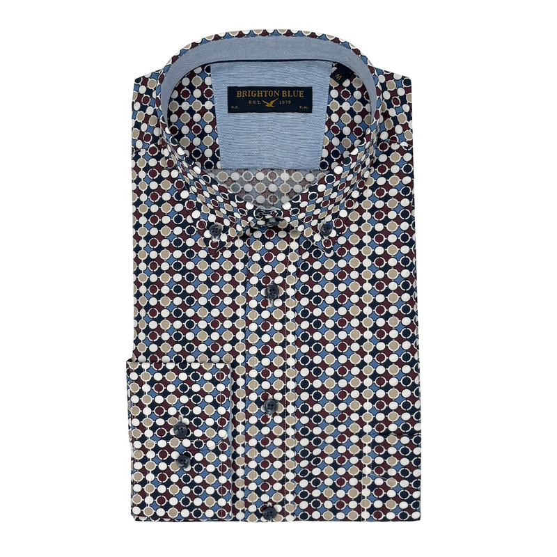Heren Overhemd 427670-73.302 Brighton Blue BORDEAUX