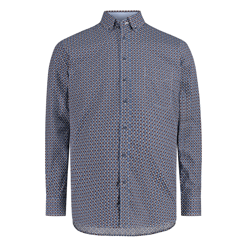 Heren Overhemd 427670-73.310 Brighton Blue ROOD DESSIN