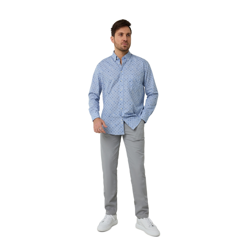Heren Overhemd 517670-73 Brighton Blue MIDDEN BLAUW