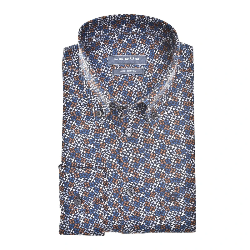 Heren Overhemd 701841 Ledub BLAUW DESSIN