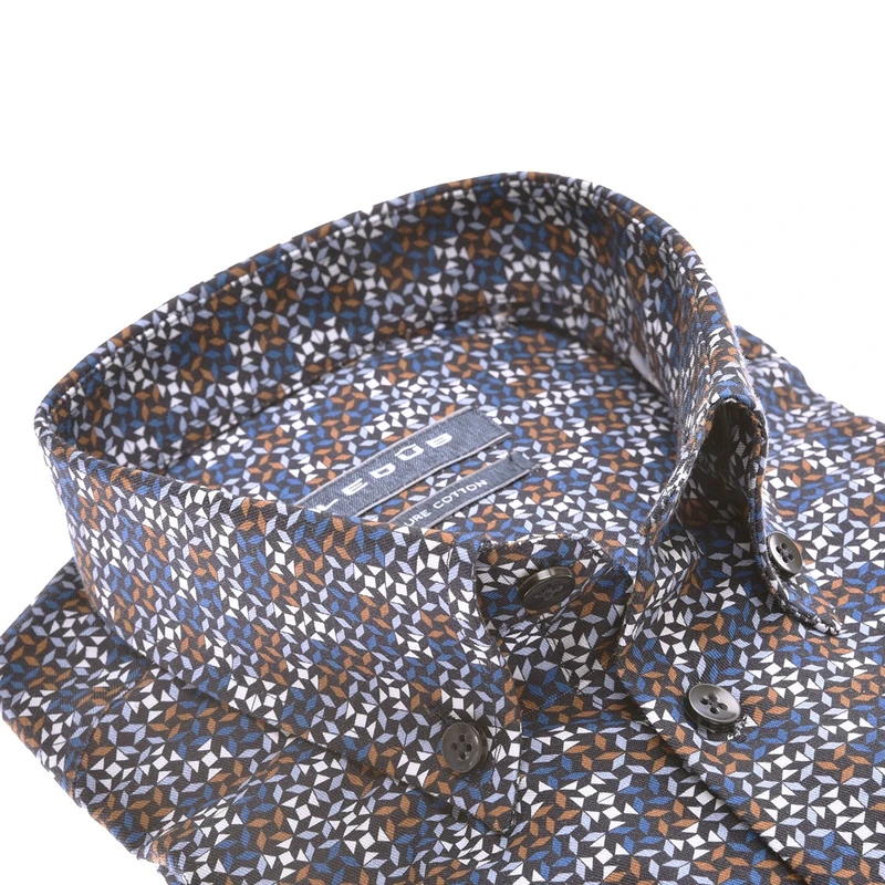 Heren Overhemd 701841 Ledub BLAUW DESSIN