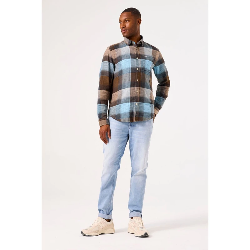 Heren Overhemd B51081 Garcia MIDDEN BRUIN