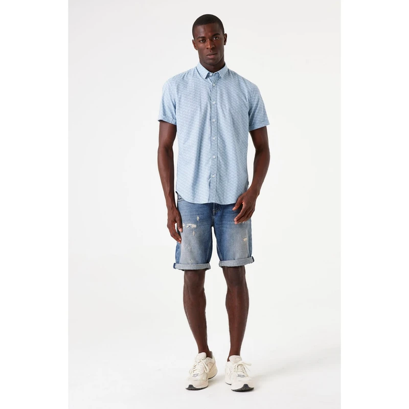 Heren Overhemd E51290 Garcia BLEU