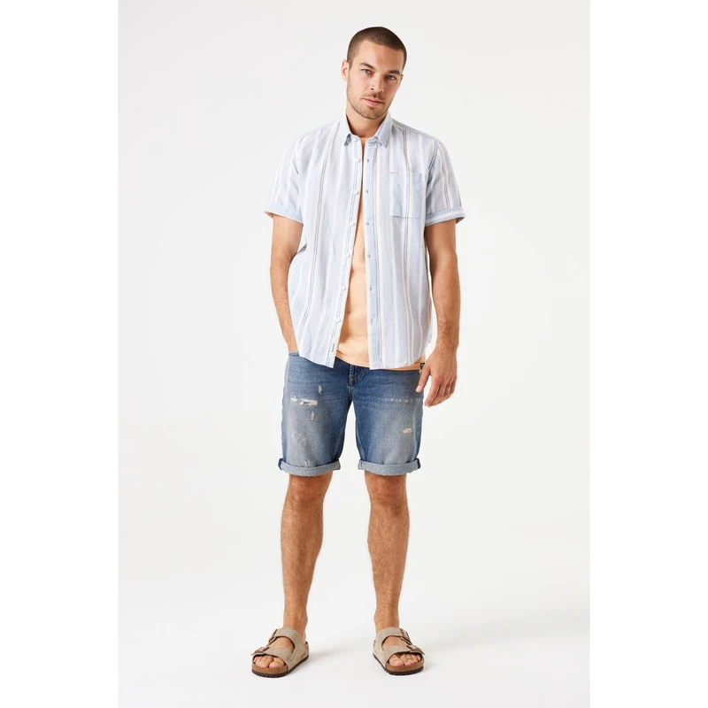 Heren Overhemd E51293 Garcia BLEU