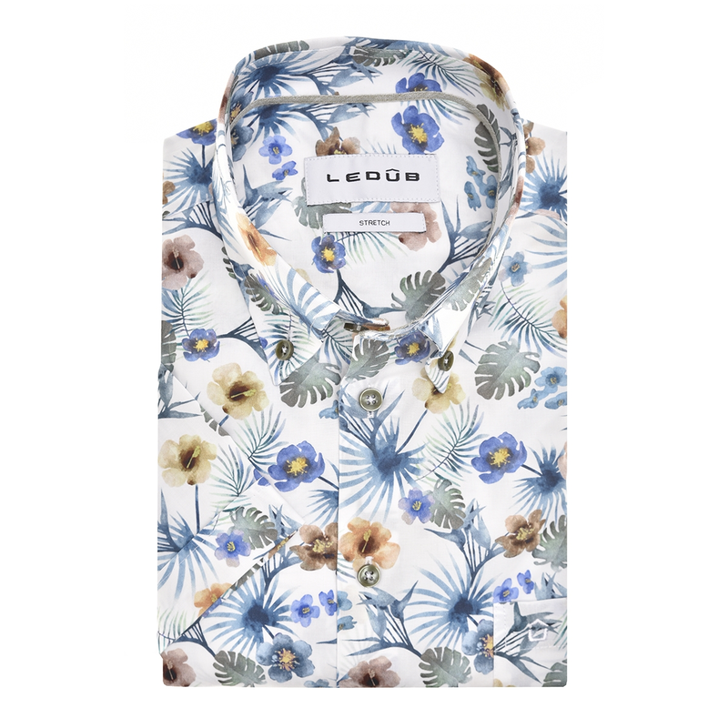 Heren Overhemd LE24212 MFN0 Ledub MIDDEN BLAUW