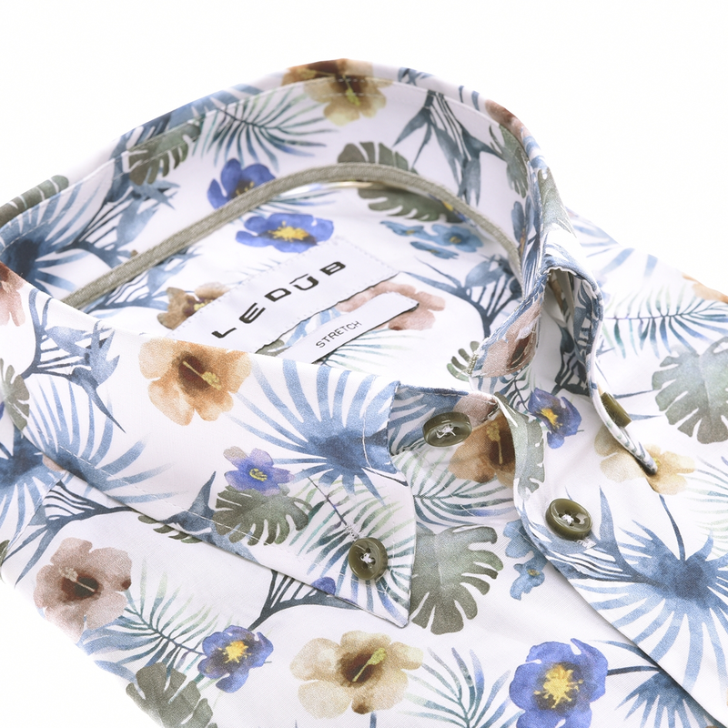 Heren Overhemd LE24212 MFN0 Ledub MIDDEN BLAUW