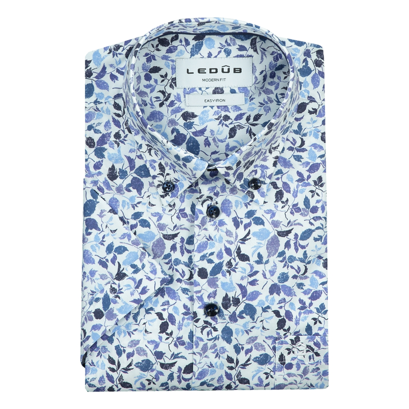 Heren Overhemd LE24312 MFN0 Ledub MIDDEN BLAUW