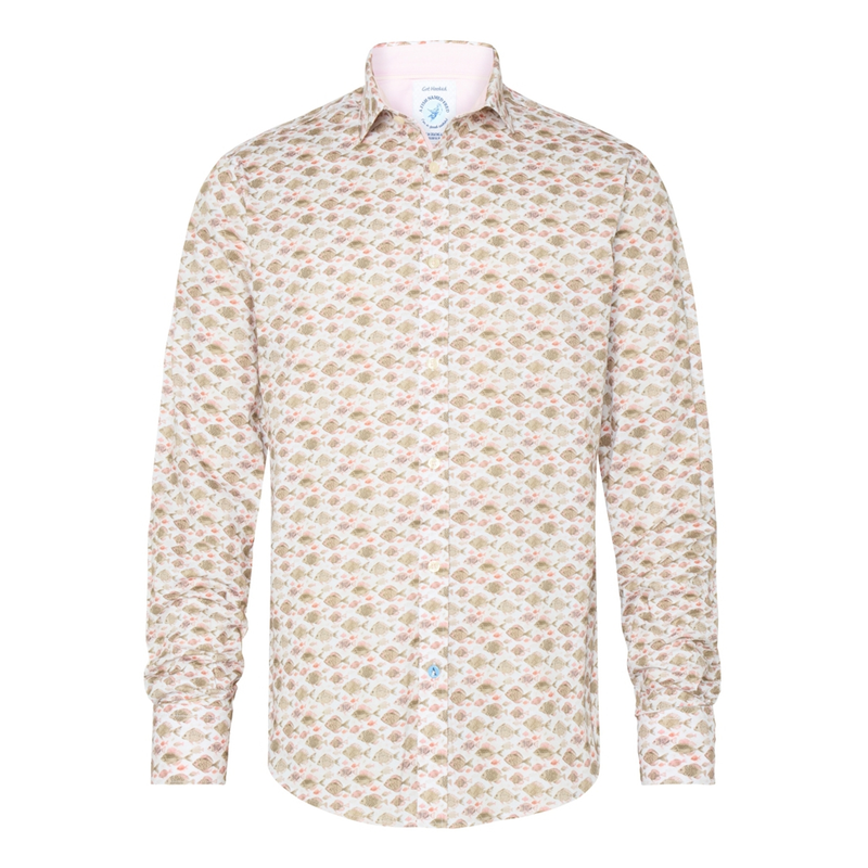 Heren Overhemd LM 31.016.205 beige A fish named fred BEIGE
