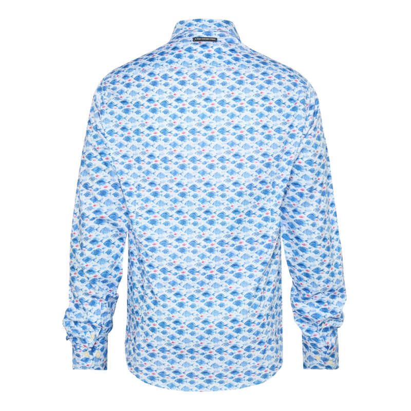 Heren Overhemd LM 31.024.71 A fish named fred MIDDEN BLAUW