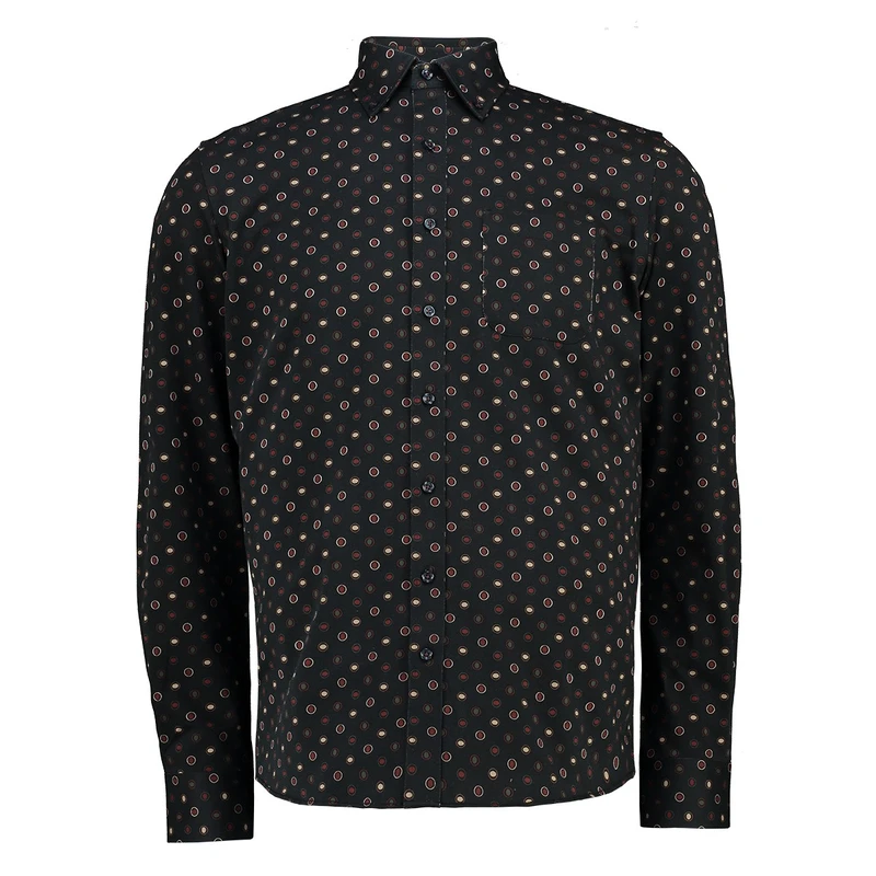 Heren Overhemd LM shirt print dot Gardeur Collectie BLAUW DESSIN