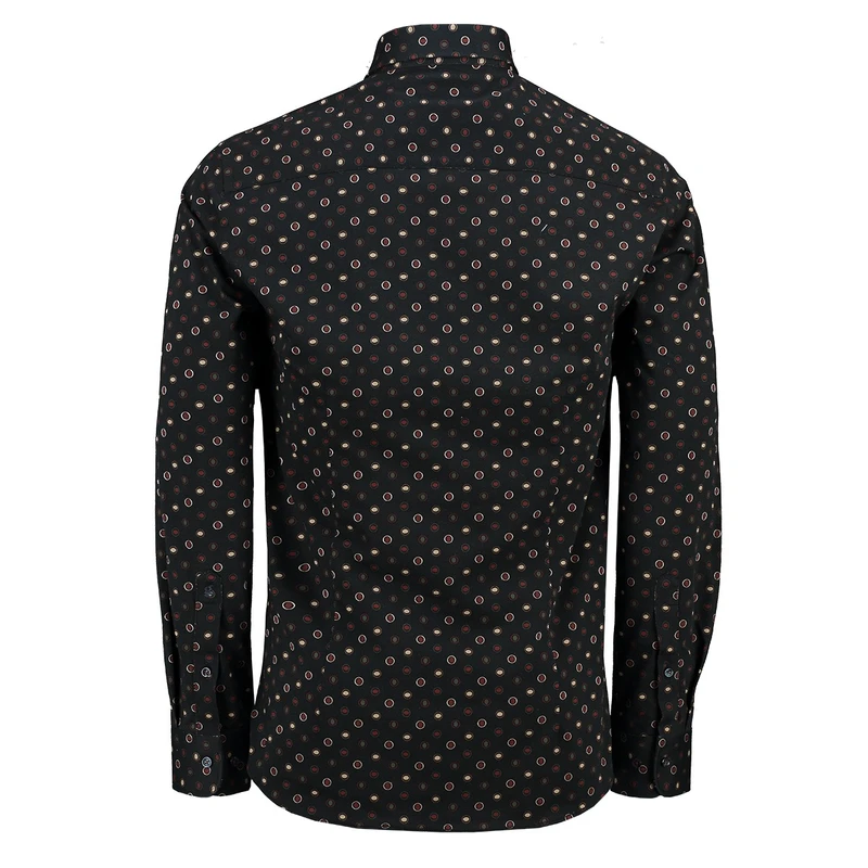 Heren Overhemd LM shirt print dot Gardeur Collectie BLAUW DESSIN