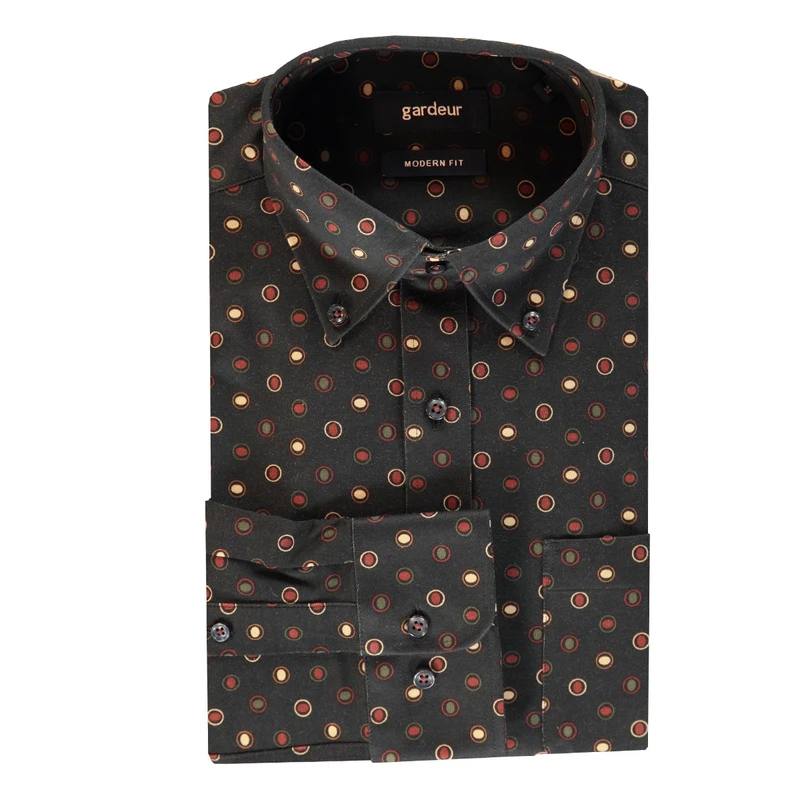 Heren Overhemd LM shirt print dot Gardeur Collectie BLAUW DESSIN