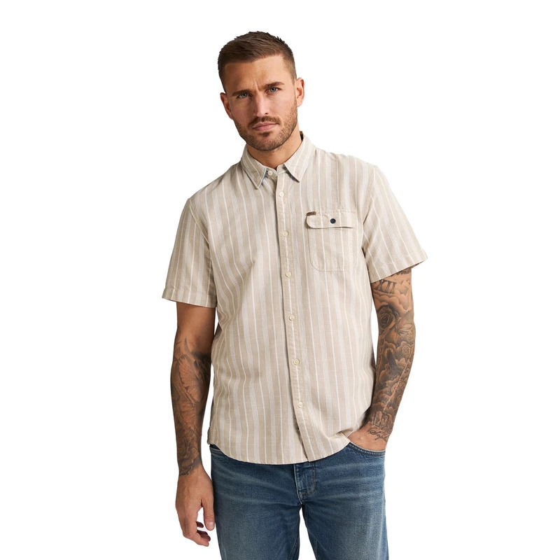 Heren Overhemd M-1050-SIS417 Petrol OFF-WHITE