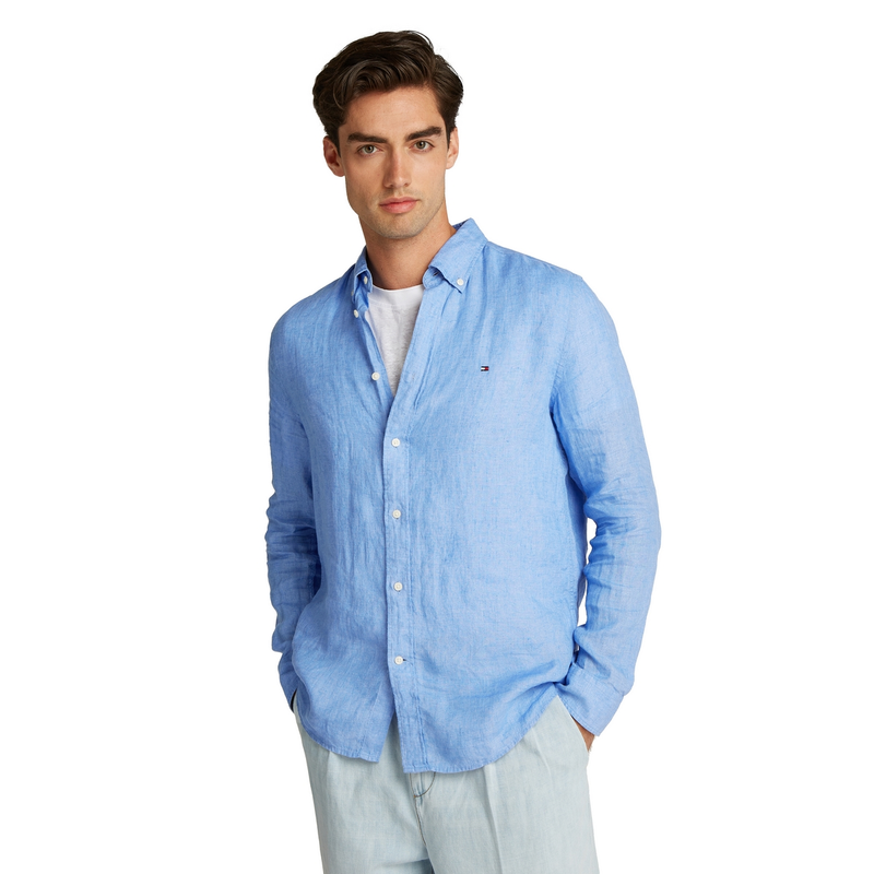Heren Overhemd MW0MW34602C30 Tommy Hilfiger BLEU