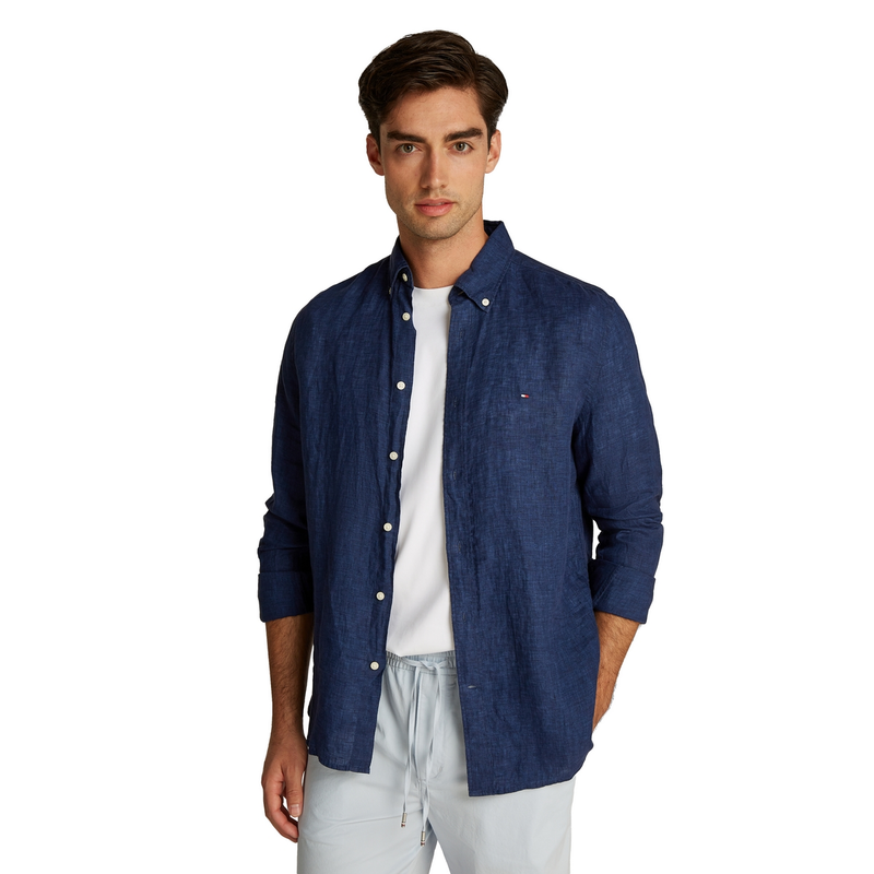 Heren Overhemd MW0MW34602DCC Tommy Hilfiger NAVY